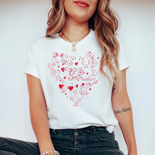 Silly Goose Valentine Heart | Funny Cute Goose  T-shirt