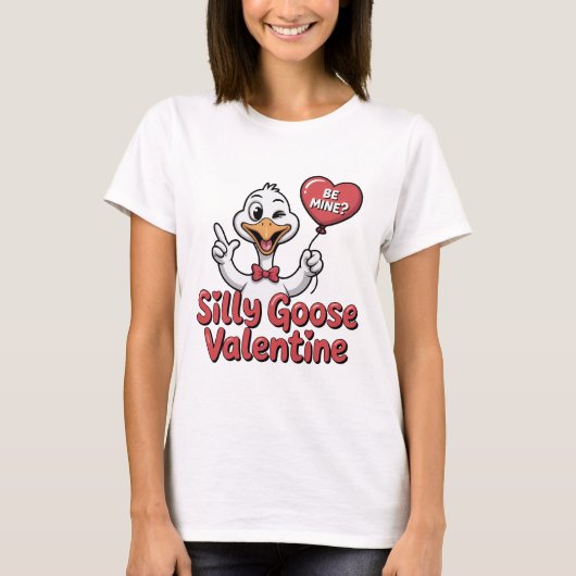 Silly Goose Valentine Shirt - Cute Winking Goose H (Voorkant)
