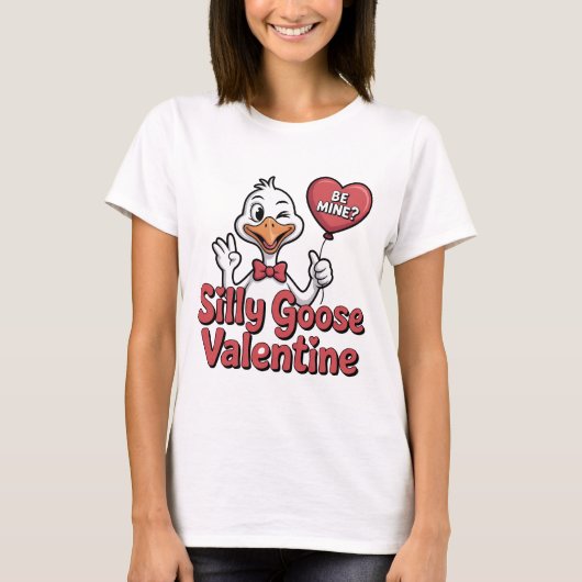 Silly Goose Valentine Shirt - Cute Winking Goose H (Voorkant)