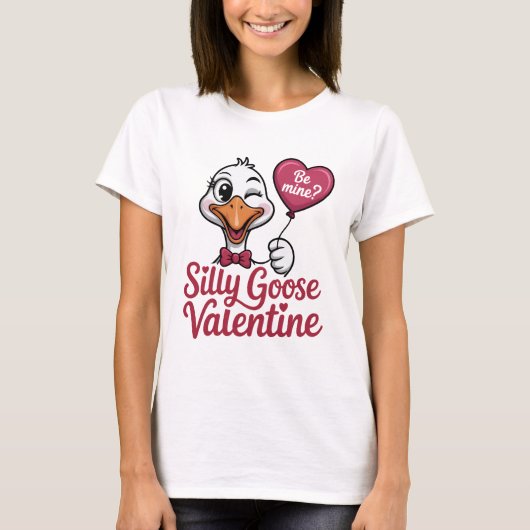 Silly Goose Valentine Shirt - Cute Winking Goose H (Voorkant)