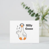 Silly Goose Wearing Headphones – Cute Funny Goose Briefkaart (Staand voorkant)