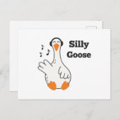 Silly Goose Wearing Headphones – Cute Funny Goose Briefkaart (Voorkant / Achterkant)