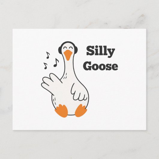 Silly Goose Wearing Headphones – Cute Funny Goose Briefkaart (Voorkant)
