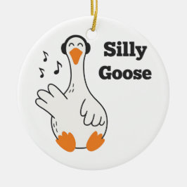 Silly Goose Wearing Headphones – Cute Funny Goose Keramisch Ornament