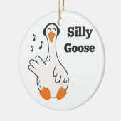 Silly Goose Wearing Headphones – Cute Funny Goose Keramisch Ornament (Links)