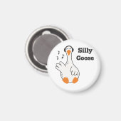 Silly Goose Wearing Headphones – Cute Funny Goose Magneet (Voorkant / Achterkant)
