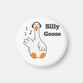Silly Goose Wearing Headphones – Cute Funny Goose Magneet