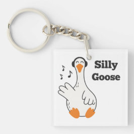 Silly Goose Wearing Headphones – Cute Funny Goose Sleutelhanger