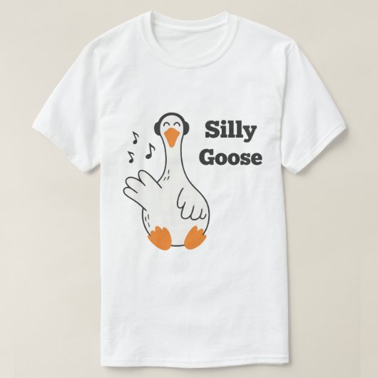 Silly Goose Wearing Headphones – Cute Funny Goose T-shirt (Design voorkant)