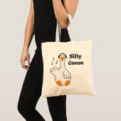 Silly Goose Wearing Headphones – Cute Funny Goose Tote Bag (Voorkant (product))