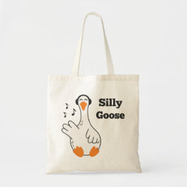 Silly Goose Wearing Headphones – Cute Funny Goose Tote Bag