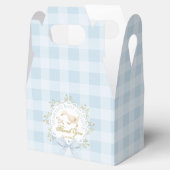 Silly Goose Whimsical Blue Gingham Baby Shower Bedankdoosjes (Geopend)