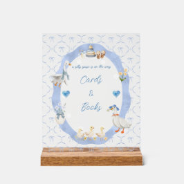 Silly Goose Whimsical Bow Baby Boy Shower Acryl Bord