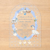 Silly Goose Whimsical Bow Baby Boy Shower Acryl Uitnodigingen (Voorkant)