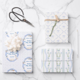 Silly Goose Whimsical Bow Baby Boy Shower Inpakpapier Vel