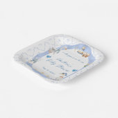 Silly Goose Whimsical Bow Baby Boy Shower Papieren Bordje (Gebogen)