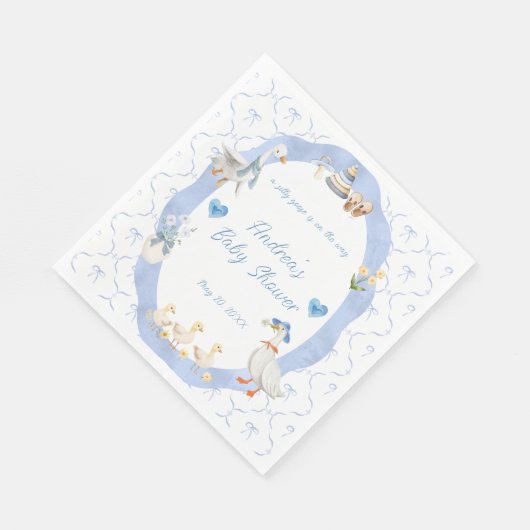 Silly Goose Whimsical Bow Baby Boy Shower Servet (Hoek)