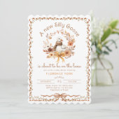 Silly Goose Whimsical Fall Baby shower Kaart (Staand voorkant)