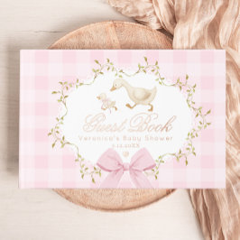 Silly Goose Whimsical Gingham Baby girl Shower Gastenboek