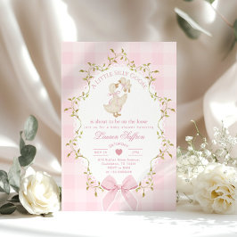 Silly Goose Whimsical Pink Bow Baby Shower Kaart