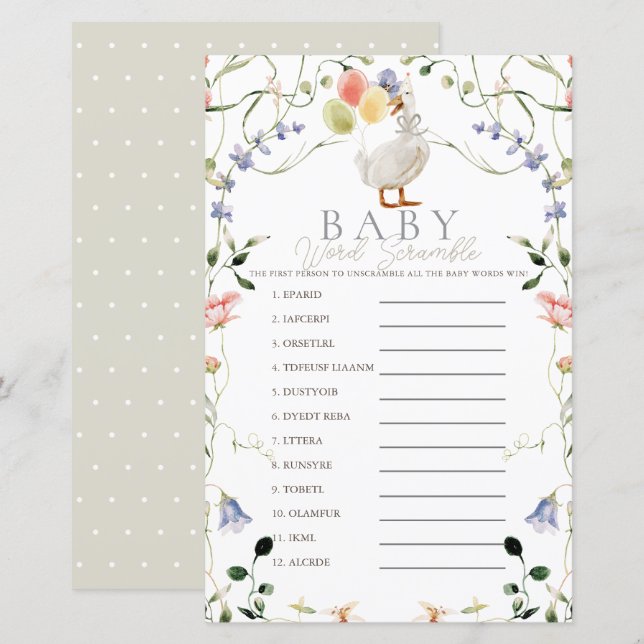 Silly Goose Wildflower Floral Baby Word Scramble (Voorkant / Achterkant)