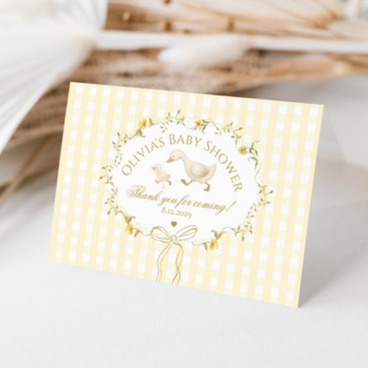 Silly Goose Wildflower Gingham Baby Shower Bedankkaart