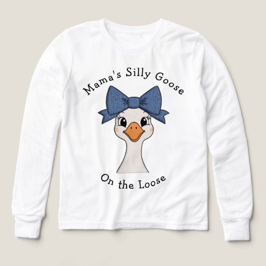 Silly Goose with Hair Bow Girly Longsleeve (Voorkant)
