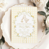 Silly Goose Yellow Gender neutral Bow Baby Shower Kaart