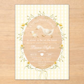 Silly Goose Yellow Gingham Baby Shower Acryl Uitnodigingen (Voorkant)