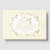 Silly Goose Yellow Gingham Whimsical Baby Shower Gastenboek (Voorkant)