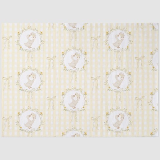 Silly Goose Yellow Gingham wildflower Baby Shower Tissuepapier (Voorkant)