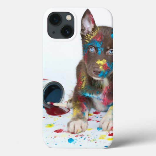 Silly Husky Puppy got into Paint Buckets Case-Mate iPhone Case (Achterkant)