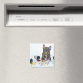 Silly Husky Puppy got into Paint Buckets Magneet (Insitu (Vaatwasser))