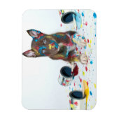 Silly Husky Puppy got into Paint Buckets Magneet (Verticaal)