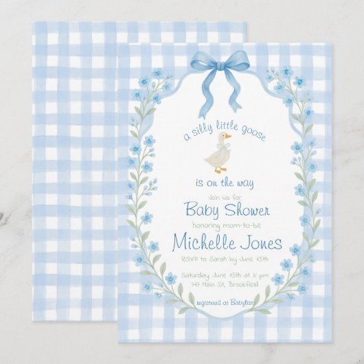 Silly Little Goose Baby Shower  Kaart (Voorkant / Achterkant)