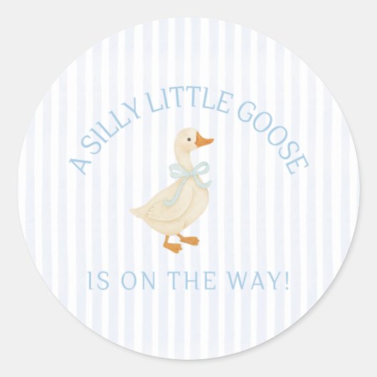 Silly Little Goose Baby Shower Ronde Sticker (Voorkant)