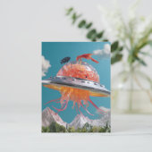 Silly Lobster Fish Surreal Jellyfish UFO Collage Briefkaart (Staand voorkant)
