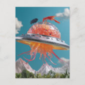 Silly Lobster Fish Surreal Jellyfish UFO Collage Briefkaart (Voorkant)