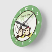 Silly Monkeys Wall Clock - Boy and Girl Monkey Ronde Klok (Hoek)