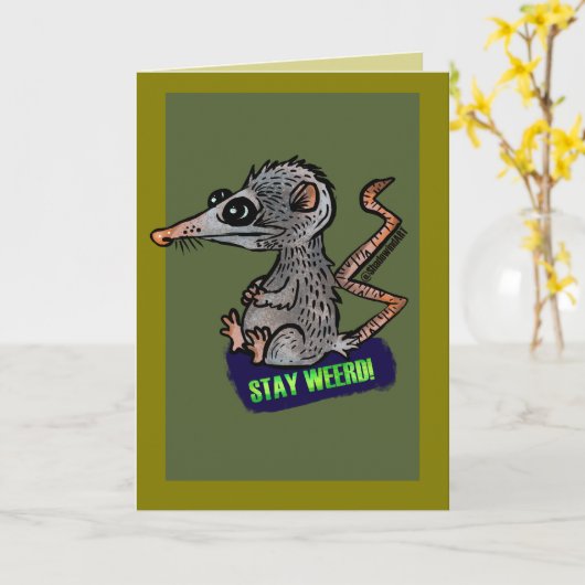 silly opossum kaart (Gele Bloem)