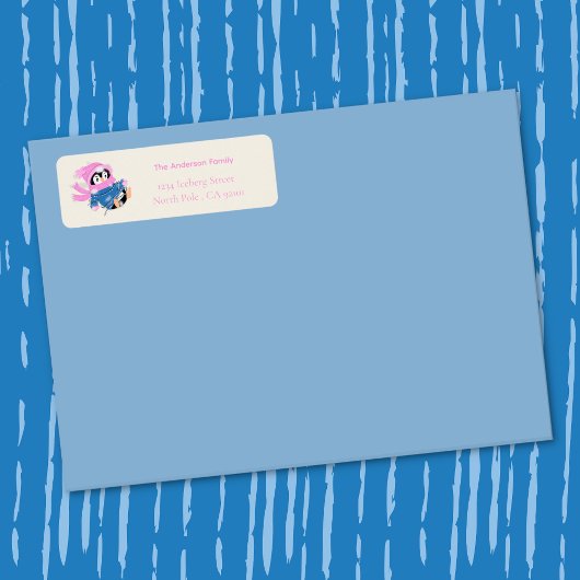 Silly Penguin Entangled in Christmas Lights Etiket