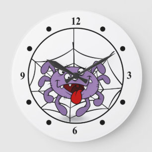 Silly Purple Cartoon Spider Grote Klok