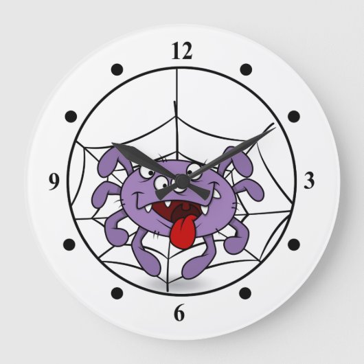 Silly Purple Cartoon Spider Grote Klok (Voorkant)