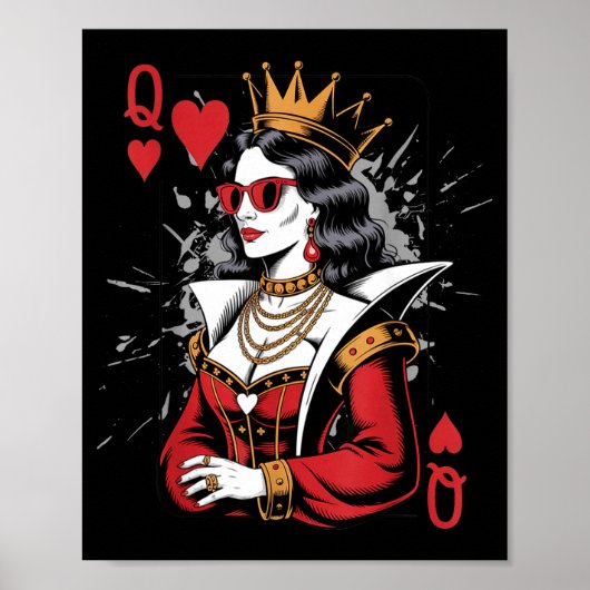 Silly Queen Valentines Hearts Card Poster (Voorkant)