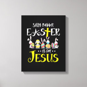 Silly Rabbit Easter Is for Jesus Bunny Face Mask Q Canvas Afdruk