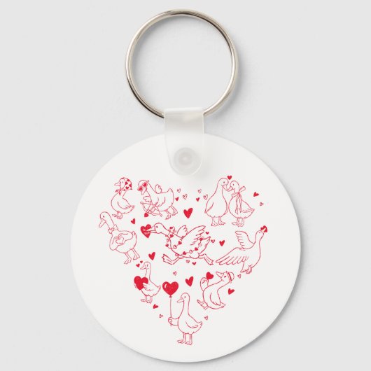 Silly Red Goose Heart Valentine Keychain (Achterkant)
