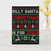 Silly Santa Christmas Is For Jesus Christian Chris Kaart (Gele Bloem)
