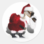 Silly Santa Goose - A Web Footed Christmas Ronde Sticker (Voorkant)