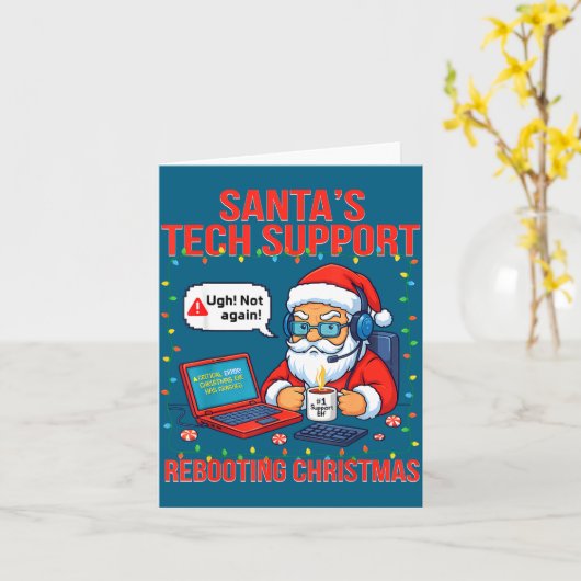 Silly Santa Rebooting Support Engineer s Tech Kaart (Gele Bloem)
