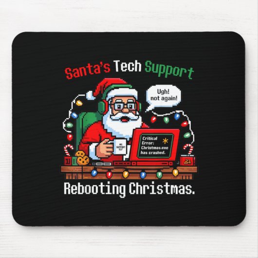 Silly Santa s Support Tech Rebooting IT Computer Muismat (Voorkant)